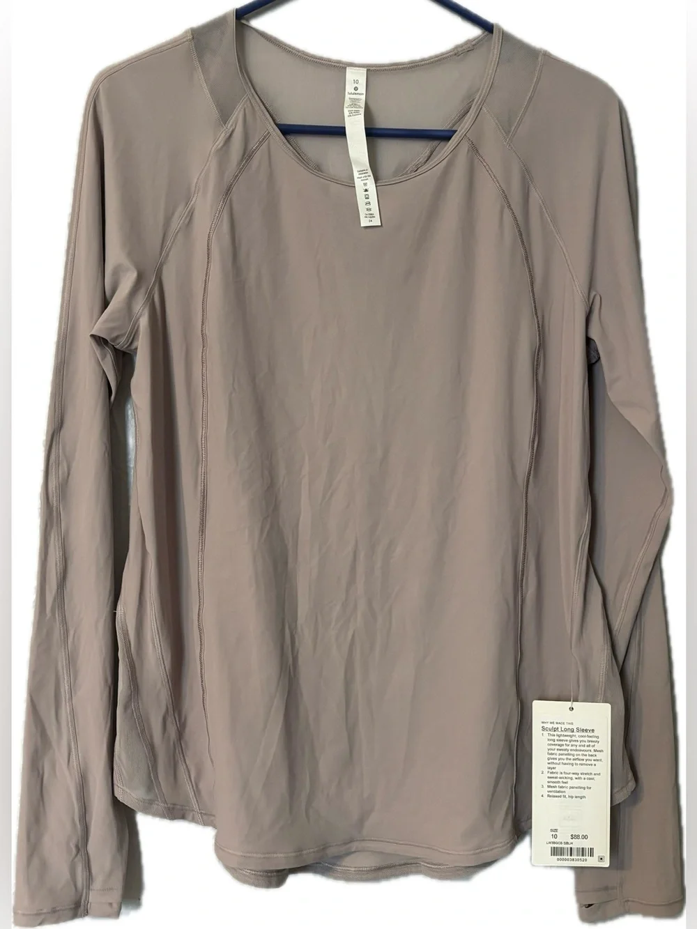 Lululemon Women’s Sculpt Long Sleeve Workout Shirt - Size 10 - Smoky Blush